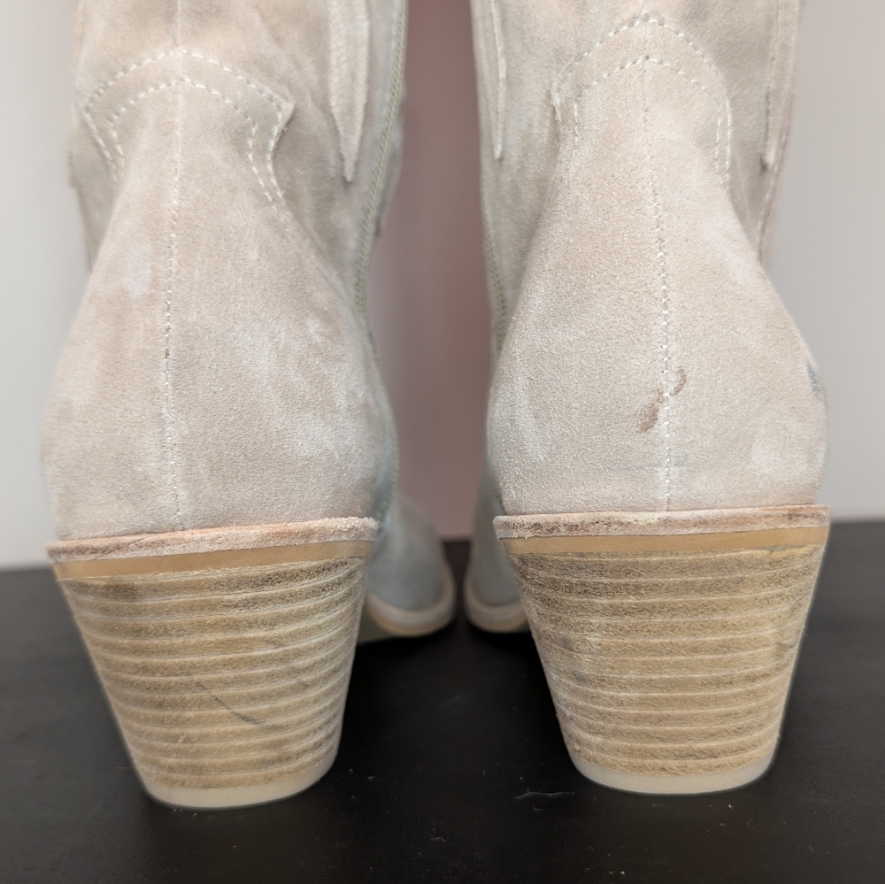 Dolce Vita Samare Tall Suede Cowboy Western Boots Taupe Size 12 - Picture 10 of 14